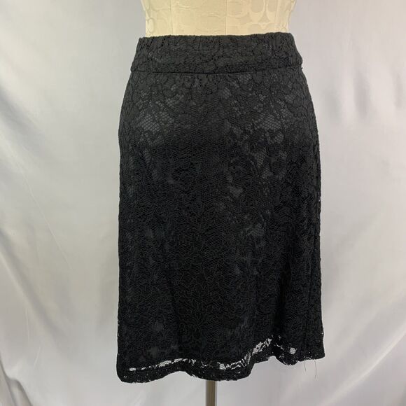 14 Covington Back Zip Skirt Lace Overlay Women's Black Knee Length (23") - Picture 2 of 8